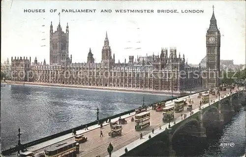 London Houses of Parliament and Westminster Bridge Thames Kat. City of London