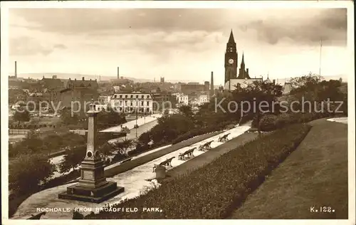 Rochdale Rochdale View from Broadfield Park Monument Church Kat. Rochdale