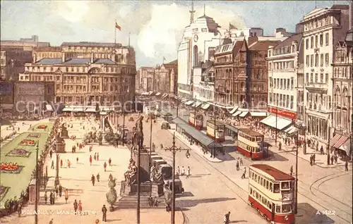Manchester Piccadilly Monument Tram Valentine s Post Card Kat. Manchester