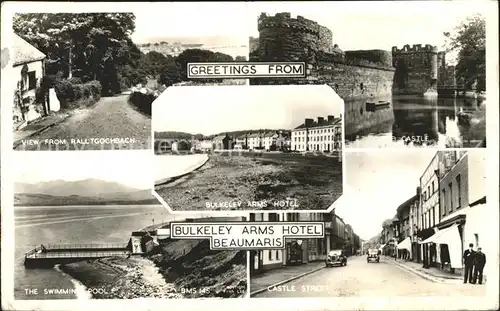 Beaumaris View from Ralltgochbach Castle Street Bulkeley Arms Hotel Swimming Pool Kat. Isle of Anglesey