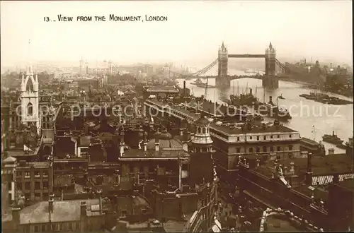 London Panoramic view from the Monument Tower Bridge Thames Kat. City of London