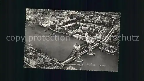 London Tower of London Tower Bridge Thames aerial view Valentine s Post Card Kat. City of London