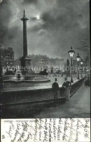 London Trafalgar Square Fountain Nelsons Column by night Kat. City of London