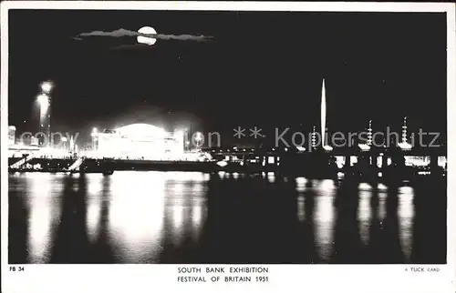 London Festival of Britain 1951 South Bank Exhibition by night Tuck Kat. City of London