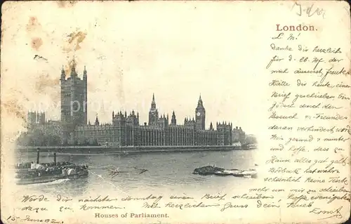 London Houses of Parliament Thames Steamer Kat. City of London