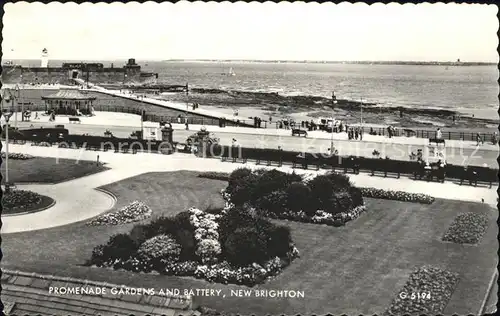 New Brighton Wirral Promenade Gardens and Battery Valentine s Post Card Kat. Wirral