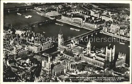 London Houses of Parliament Westminster Abbey County Hall aerial view Kat. City of London