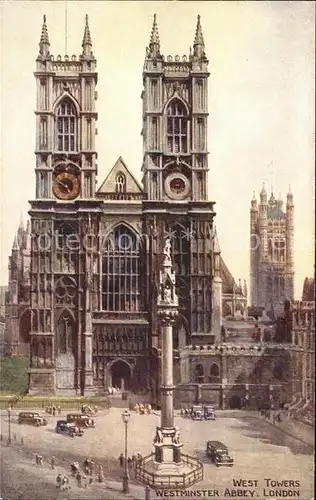 London West Towers of Westminster Abbey Valentine s Post Card Kat. City of London