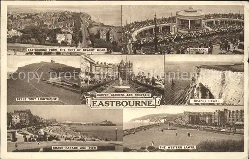 Eastbourne Sussex Beachy Head Bandstand Pavilion Lighthouse Parade Pier Western Lawns Kat. Eastbourne