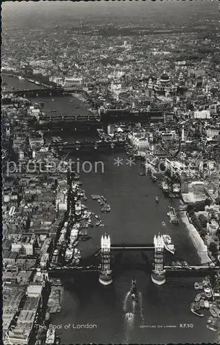 London The Pool of Londen Tower Bridge Thames aerial view Kat. City of London