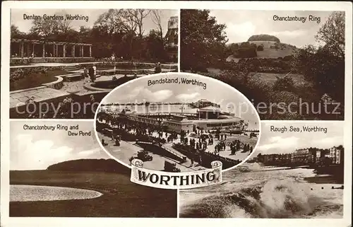 Worthing West Sussex Denton Gardens Chanctonbury Ring Rough Sea Dew Pond Bandstand Promenade / Worthing /West Sussex
