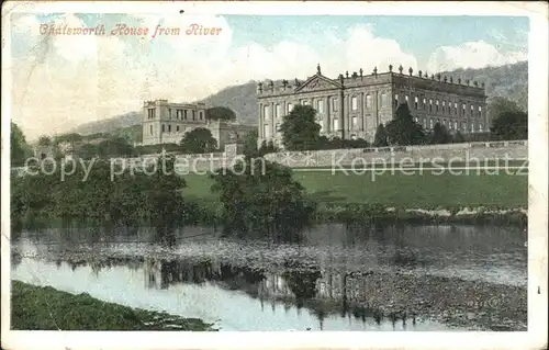 Bakewell Derbyshire Dales Chatsworth House from River Kat. Derbyshire Dales