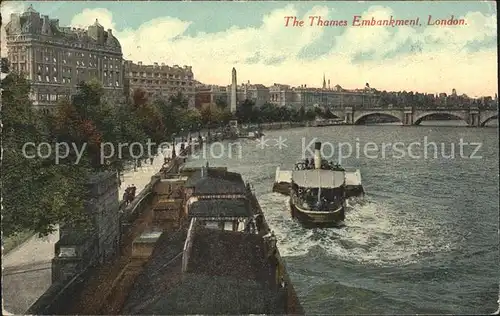 London Thames Embankment Steamer Cleopatra s Needle Obelisk Kat. City of London