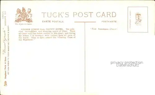 Oban George Street County Hotel Tuck s Post Card Framed Granite No. 1115 Kat. Argyll & the Islands LEC mainland