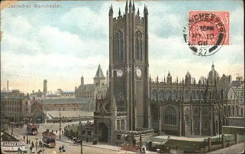 Manchester Cathedral Stempel auf AK Kat. Manchester