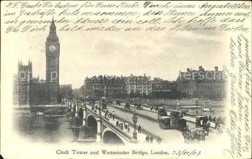 London Clock Tower and Westminster Bridge Thames Kat. City of London