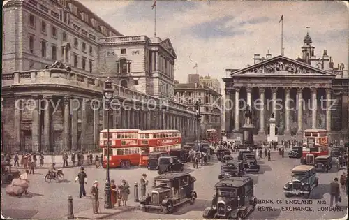 London Bank of England and Royal Exchange Doppeldeckerbus Automobile Kat. City of London
