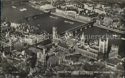 London Houses of Parliament Westminster Abbey County Hall aerial view Kat. City of London