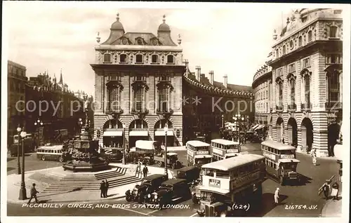 London Piccadilly Circus and Eros Statue Monument Valentine s Post Card Kat. City of London