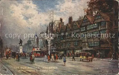 London Old Houses Helborn Staple Inn Monument Tuck Oilette No. 3584 Kuenstlerkarte Kat. City of London