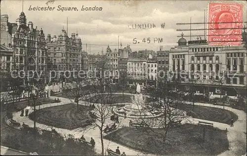 London Leicester Square Monument Valentine s Series Stempel auf AK Kat. City of London