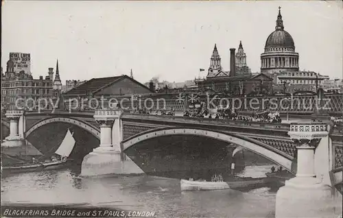 London Blackfriars Bridge and St Paul s Cathedral Thames Kat. City of London