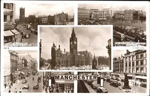 Manchester Cathedral Victoria Gardens Town Hall Albert Square Bus Station Piccadilly Market Street St Ann s Square Kat. Manchester