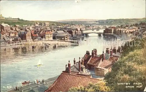 Whitby West Cliff View from Spion Kop Valentine s Art Colour Post Card Kat. Scarborough