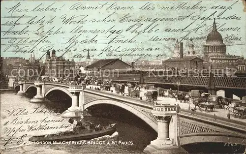 London Blackfriars Bridge and St Paul s Cathedral Thames Kat. City of London
