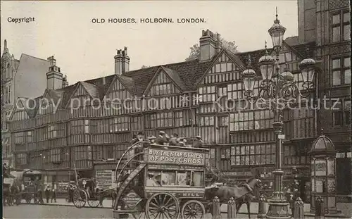 London Old Houses Holborn Postkutsche Pferdebus Kat. City of London