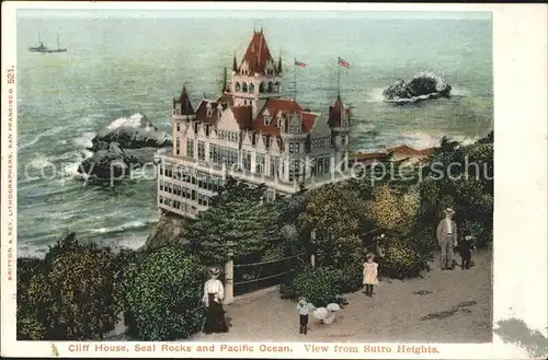 San Francisco California Cliff House Seal Rocks and Pacific Ocean view from Sutro Heights Kat. San Francisco