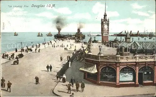 Douglas Isle of Man Landing Pier Clock Tower Steamer Kat. Douglas