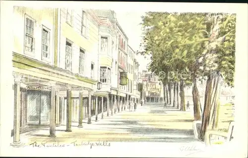 Tunbridge Wells The Pantiles Pencil Sketch Card Kuenstlerkarte Kat. Tunbridge Wells