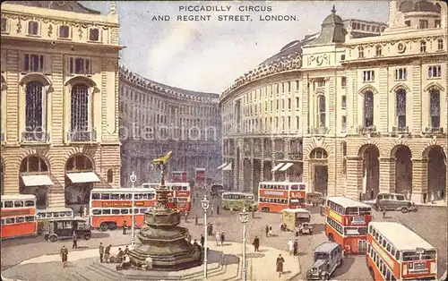 London Piccadilly Circus Regent Street Monument Doppeldeckerbus Kat. City of London