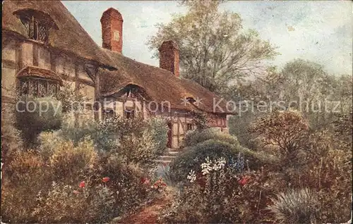 Stratford on Avon Anne Hathaway s Cottage Garden Water Colour Drawing Quatremain Kuenstlerkarte Kat. Stratford on Avon