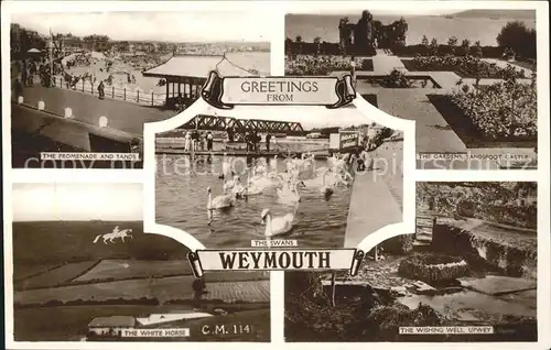 Weymouth Dorset Promenade Sands Gardens Sandsfoot Castle White Horse The Wishing Well Upwey Swans / Weymouth and Portland /Dorset CC
