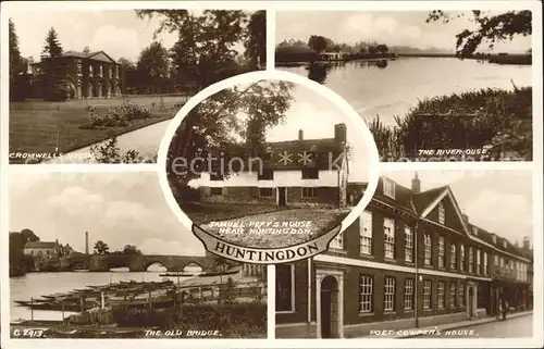 Huntingdon Huntingdonshire Cromwells House River Ouse Old Bridge Poet Cowper House Valentine s Post Card Kat. Huntingdonshire