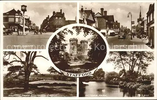 Stafford Castle Gaol Square Bridge Street Victoria Park Milford Valentine s Post Card Kat. Stafford