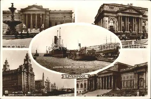 Liverpool Walker Art Gallery Fountain County Session House Liver Cunard Dock Offices William Brown Museum Landing Stage Mersey Steamer  Kat. Liverpool