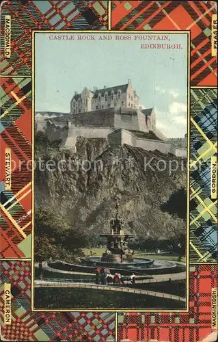 Edinburgh Castle Rock and Ross Fountain Kat. Edinburgh