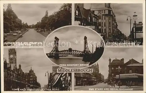 Middlesbrough Tees Newport Bridge Albert Park Linthorpe Road Town Hall Corporation Road Bus Stand Royal Exchange Kat. Middlesbrough