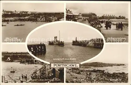 Porthcawl Salt Lake Boating Promenade New Pavilion Bay Harbour Pier Valentine s Post Card Kat. Bridgend