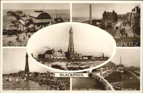 Blackpool Pier Princess Parade Beacht and Yachts Promenade Kat. Blackpool