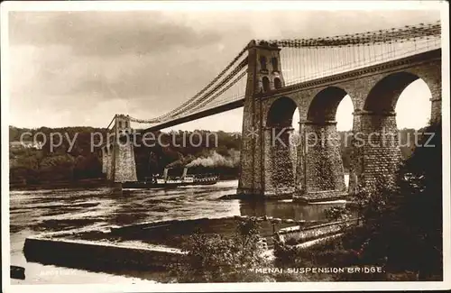 Menai Bangor Menai Suspension Bridge Valentine s Post Card Kat. Gwynedd