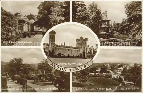 Alton Staffordshire Moorlands Alton Towers Conservatories Chinese Bell Tower Gardens Temple Valentine s Post Card Kat. Staffordshire Moorlands
