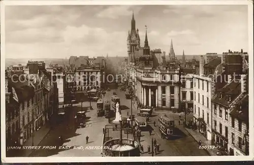 Aberdeen City Union Street from East End Monument Tramway Valentine s Post Card Kat. Aberdeen City