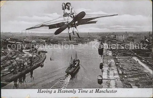 Manchester "Having a Heavenly Time" Flugzeug Schiff Valentine s Series Kat. Manchester