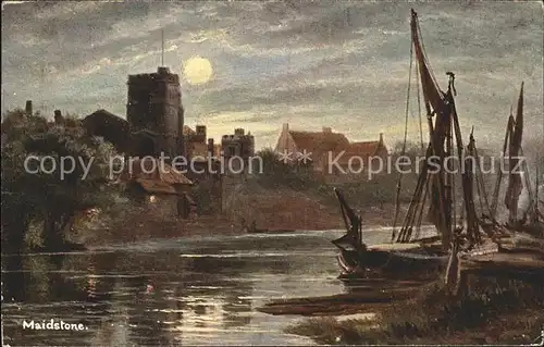 Maidstone On the Medway Moonlight Series No. 5396 Kuenstlerkarte Kat. Maidstone