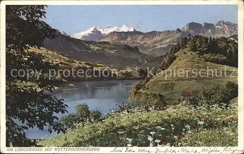 Lungern Lungernsee mit Wetterhorngruppe Kat. Lungern