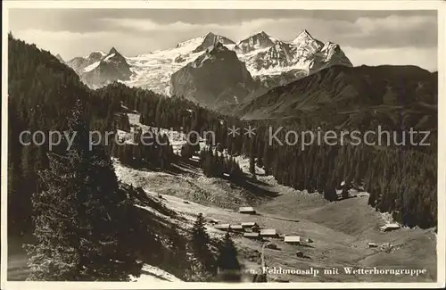 Lungern Feldmoosalp mit Wetterhorngruppe Kat. Lungern